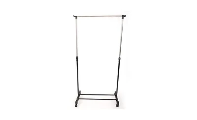 Slickblue Vertical & Horizontal Stretching Clothes Rack with Shoe Shelf - Single-Bar Design
