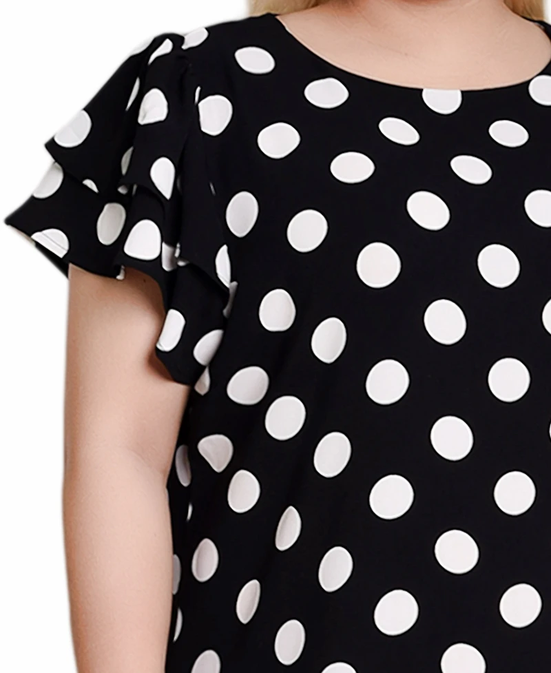 Ny Collection Plus Size Double Layer Flutter Sleeve Dress