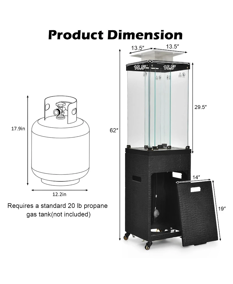 Sugift 41 000 Btu Propane Patio Heater with Metal Hood
