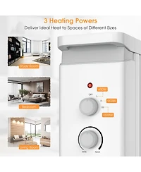 Skonyon 1500W Portable Oil Filled Radiator Heater with 3 Heat Settings-White