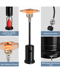 Skonyon 50000 Btu Stainless Steel Propane Patio Heater with Trip over Protection-Black