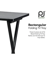 Pj Wood Folding Tv Tray Tables with Compact Storage Rack, 5 Piece Set