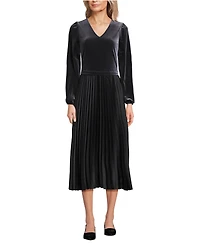 Lands' End Women's Velvet and Satin Duet Midi Dress