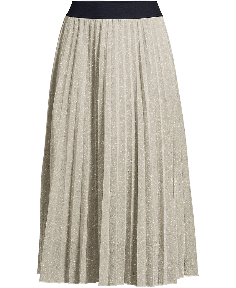 Lands' End Women's Knit Foil Pleated Midi Skirt