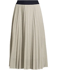 Lands' End Women's Knit Foil Pleated Midi Skirt