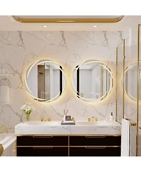 Wisfor Round Circle Lighted Bathroom Mirror Anti Fog Vanity Mirror Stepless Dimming