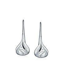 Bling Jewelry Carved Etched Puffed Pear Shaped Rain Drop Teardrop Earrings Fishhook Sterling Silver
