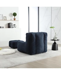 The Pop Home Fluffy Bean Bag Chair with Ottoman, Super Soft Lazy Sofa for Living Room-The