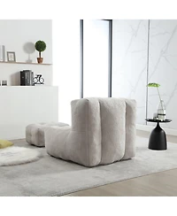 Fluffy Bean Bag Chair with Ottoman, Super Soft Lazy Sofa for Living Room-The Pop Home
