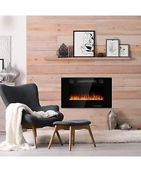 Sugift 30-Inch Recessed Ultra Thin Electric Fireplace Heater with Glass Appearance