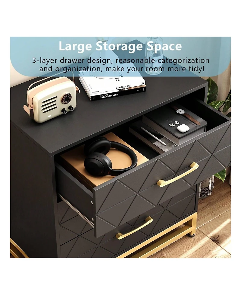 gaomon 3 Drawer Dresser, Wood Chest Drawers With Storage For Closet, Bedroom