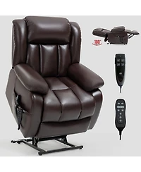 Boyel Living Electric Medium Genuine Leather Power Lift Recliner Chair with 8-Point Vibration Massage and Lumbar Heating