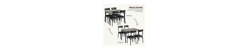 gaomon Dining Table Set for 4, Kitchen with 4 Upholstered Chairs, 5 Piece Rectangular Room Set, Small Space, Apartment, Home, K