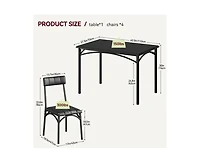 gaomon Dining Table Set for 4, Kitchen with 4 Upholstered Chairs, 5 Piece Rectangular Room Set, Small Space, Apartment, Home, K