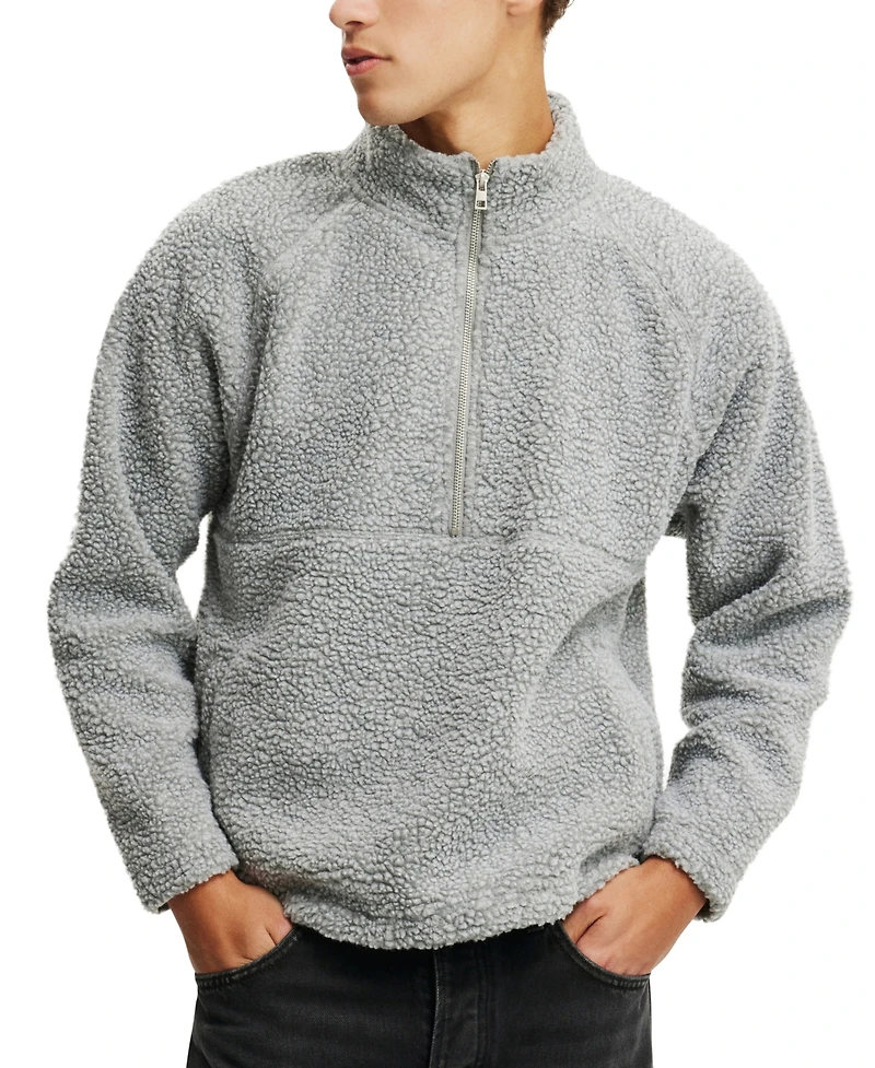 Cotton On Men's Teddy 1/2 Zip Fleece Sweatshirt