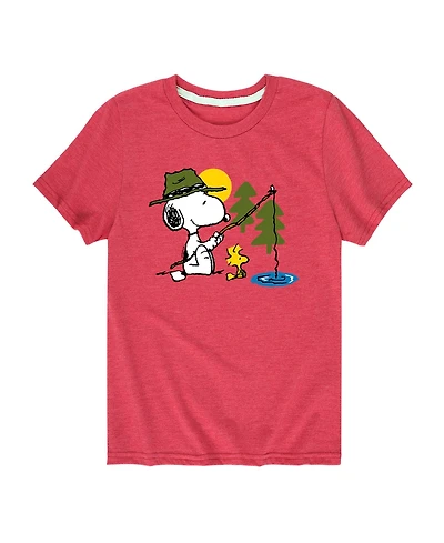 Peanuts Big Boys Snoopy Fishing Graphic Tee