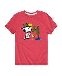 Peanuts Big Boys Snoopy Fishing Graphic Tee