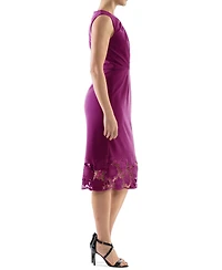 Donna Rico Women's Asymmetric Twist-Neck Lacy-Hem Dress