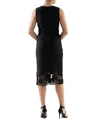Donna Rico Women's Asymmetric Twist-Neck Lacy-Hem Dress