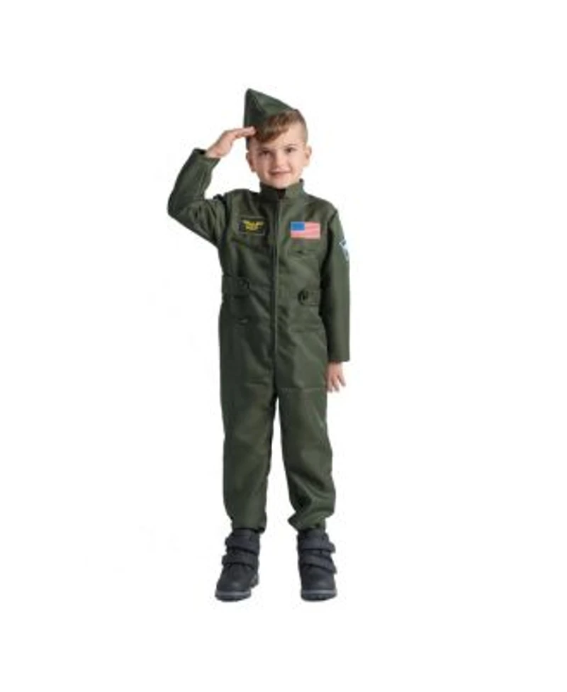 Dress Up America Fighter Pilot Jumpsuit Hat Costume Set Toddlers Boys Girls