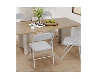Dining Chairs Set of 4, Foldable with Metal Frame Hold Up to 350 Pounds, Portable Beige Kitchen Chair Suitable for Room, Living R
