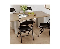 Dining Chairs Set of 4, Foldable with Metal Frame Hold Up to 350 Pounds, Portable Beige Kitchen Chair Suitable for Room, Living R