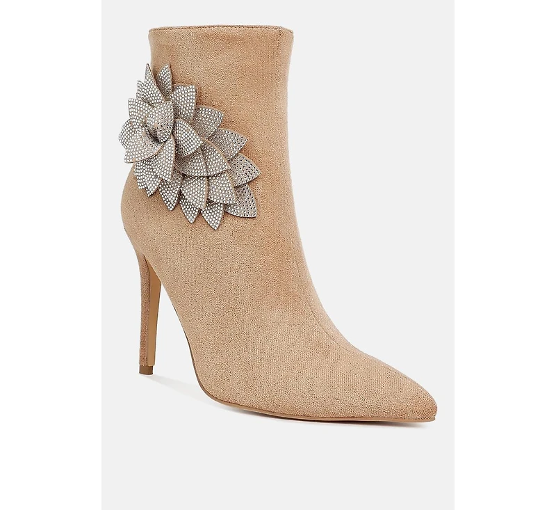 Yarrow Rhinestones Petal Detail Boots