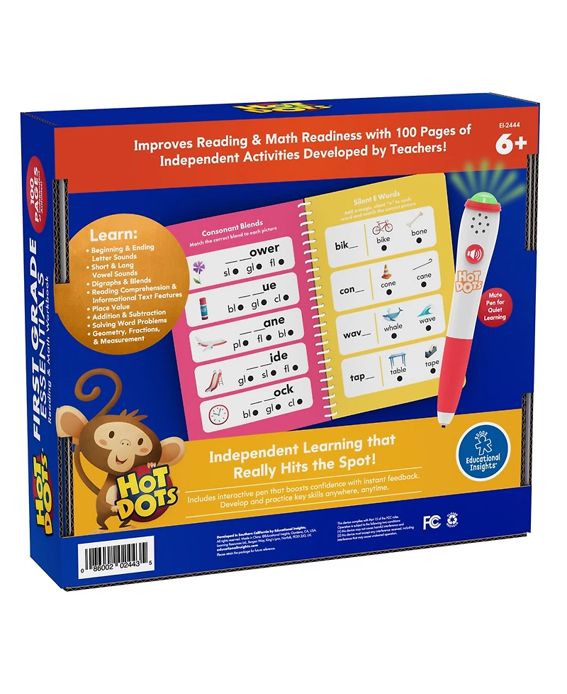 Educational Insights Hot Dots First Grade Essentials Reading and Math Workbook