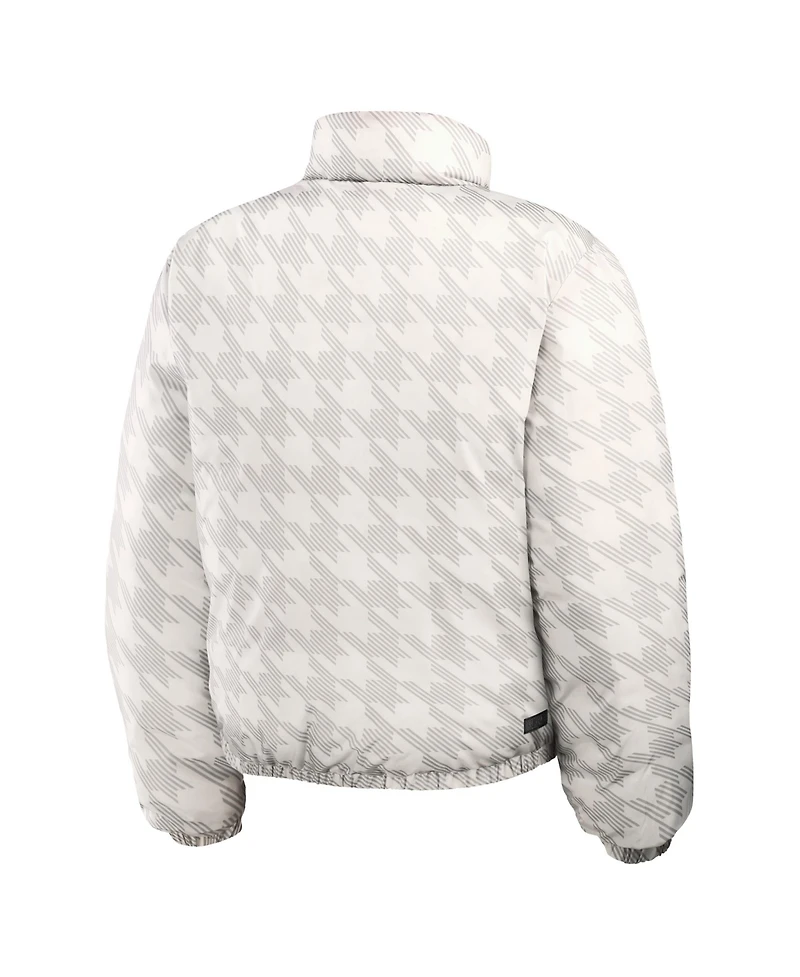 Wear by Erin Andrews Women's Navy/White New York Yankees Reversible Cropped Full-Zip Puffer Jacket
