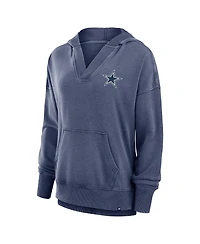 Fanatics Women's Heather Navy Dallas Cowboys Initiative Snow Wash French Terry V-Neck Pullover Hoodie