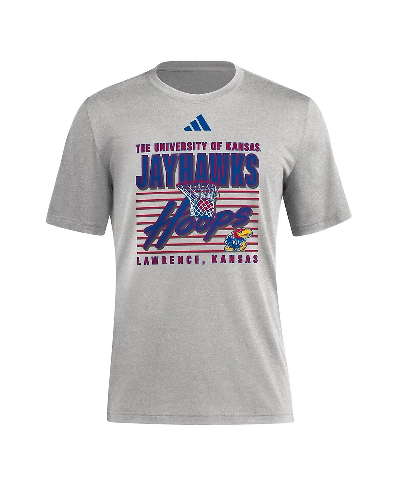 Adidas Men's Gray Kansas Jayhawks Locker Swish Tri-blend T-shirt