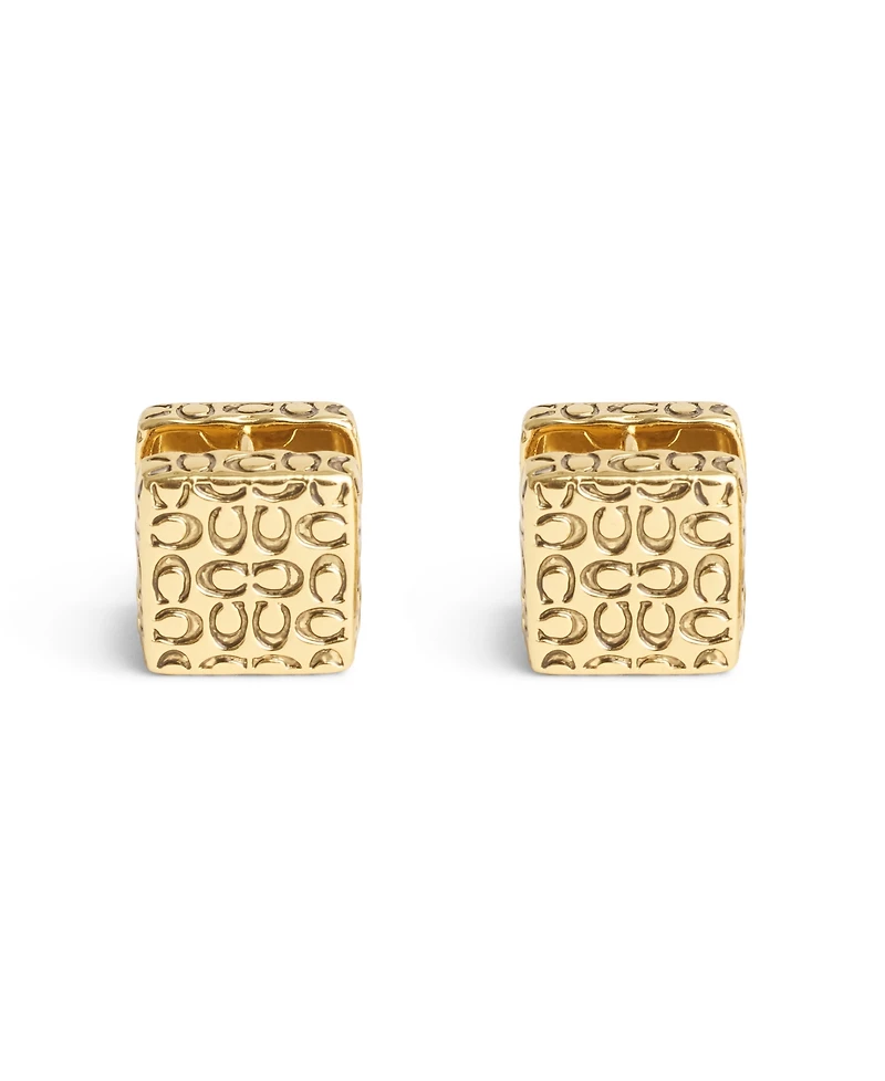 Coach Signature Quilted Cube Huggie Earrings