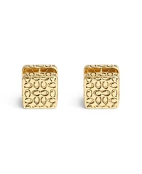 Coach Signature Quilted Cube Huggie Earrings