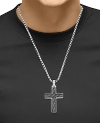 Effy Men's Black Rhodium Cross 22" Pendant Necklace in Sterling Silver