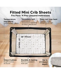 KeaBabies 2-Pack Mini Crib Sheets, Pack and Play Sheets Fitted, Pack N Play Sheets, Organic Fitted Crib Sheet Cover