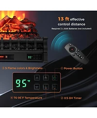 Sugift 26 Inch Electric Fireplace Heater with Remote Control and Realistic Lemonwood Ember Bed