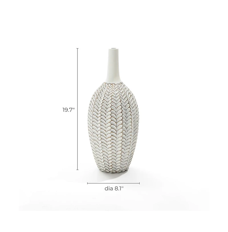 LuxenHome Modern Geometric Pattern Polyresin 19.5-Inch Tall Trumpet Vase