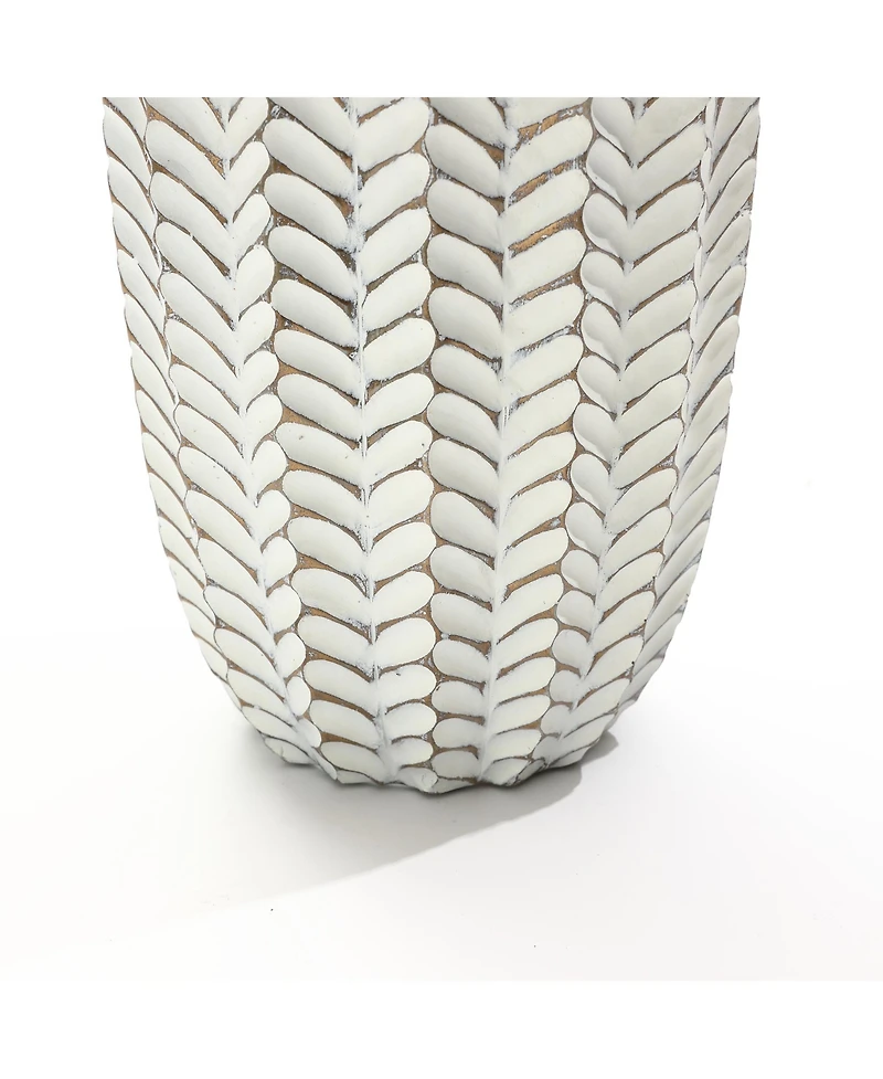 LuxenHome Modern Geometric Pattern Polyresin -Inch Tall Cylinder Vase