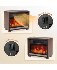 Sugift Mini Wooden Space Tabletop Fireplace with Realistic Flame Effect