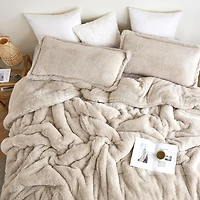 Coma Inducer Oversized Comforter - The Original Plush - White Sand , Full