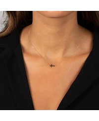 Mini Solid Cross Necklace 14K