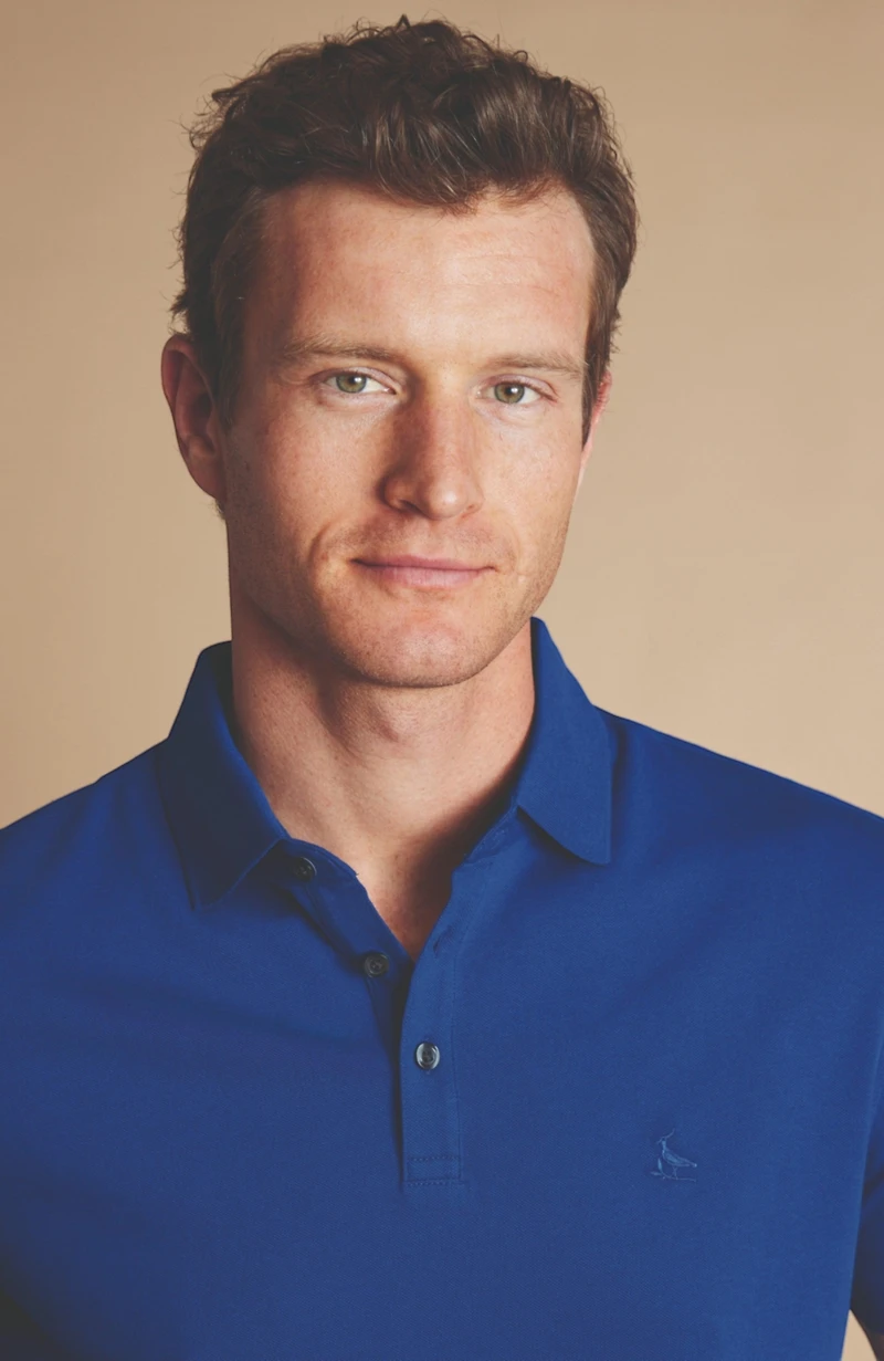 Charles Tyrwhitt Men's Solid Short Sleeve Cotton Pique Polo