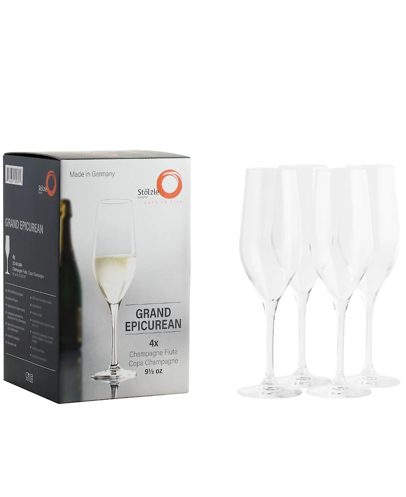 Stolzle Lausitz Grand Epicurean Champagne Flutes, Set of 4