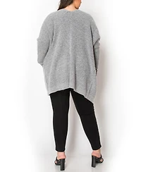 Coin 1804 Plus Marled Knit Pocket Cardigan Sweater