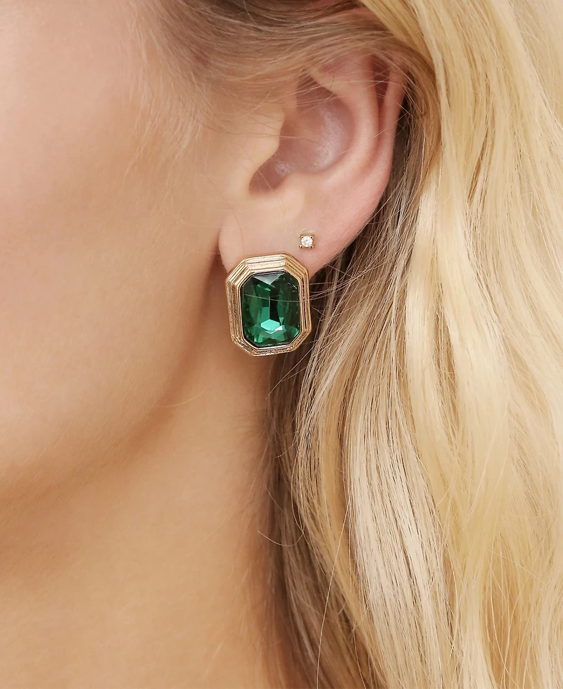 Ettika Emerald Deco Stud Earrings