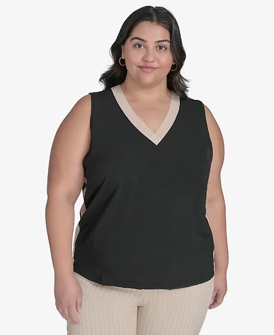 Dkny Plus Size V-Neck Sleeveless Blouse