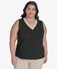 Dkny Plus Size V-Neck Sleeveless Blouse