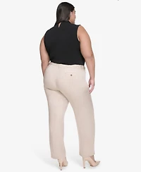 Dkny Plus Size Pinstriped Modern-Fit Bootcut Pants