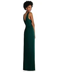 After Six Women's Faux Wrap Whisper Satin Maxi Dress with Draped Tulip Skirt