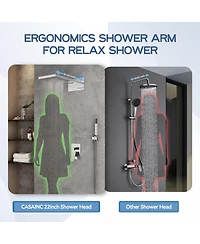 Casainc 22 Inch Luxury Waterfall Shower System Valve Kit with Handheld Spray